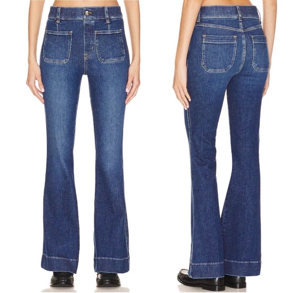 SPANX Flare Jeans with Patch Pockets Authentic Blue XS Tall shape wear Jeans